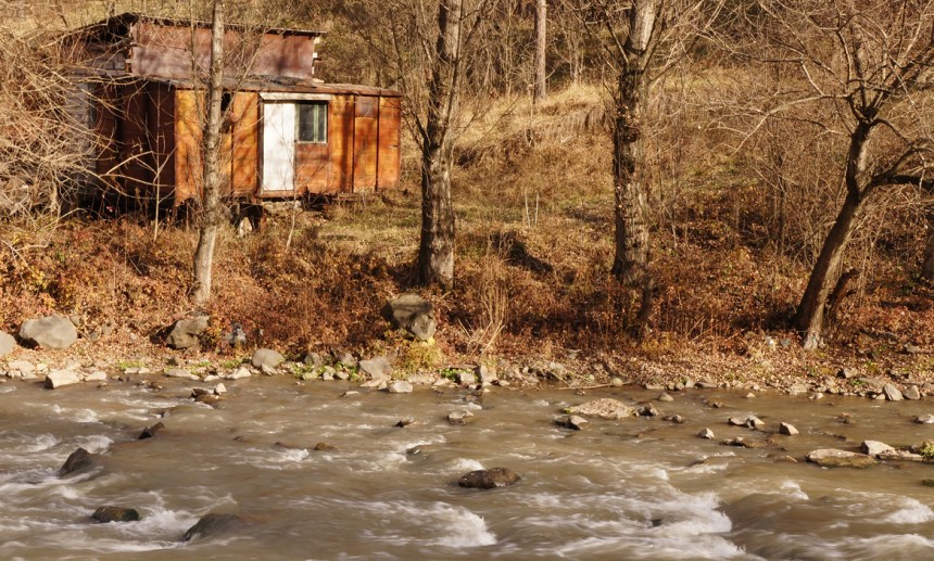 Debed Canyon floor, river and Orange House