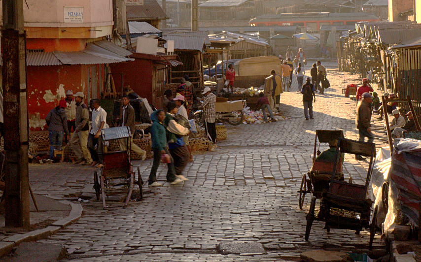 Antananarivo Street - Stalls - Rickshaws