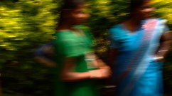 Sri Lanka: Flashing Saris from a train