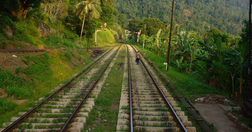 Sri Lanka: Man Walking Home on Railway Tracks